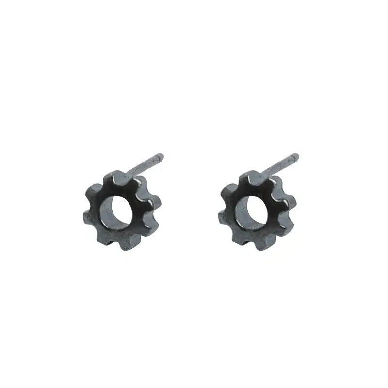 Minimalist Gear-Shaped Stud Earrings
