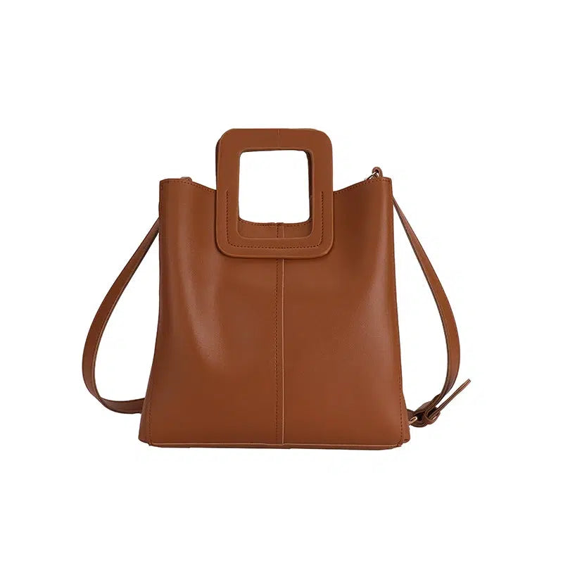 Modern Square Handle Bucket Bag