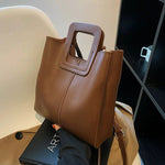 Modern Square Handle Bucket Bag