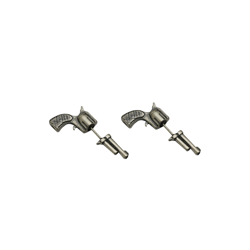 Modern .38 Revolver Stud Earrings