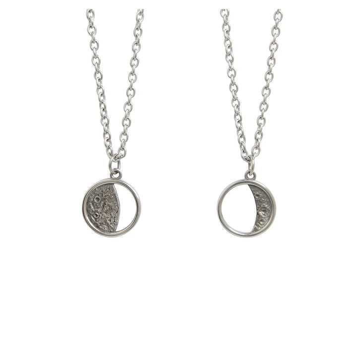 Moon Pendant Necklace Two Piece Set