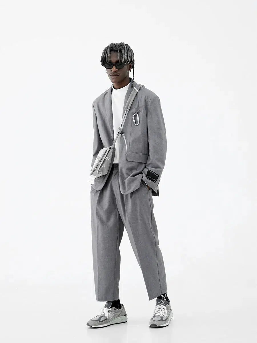 Mountaineering Buckle Wide Shoulder Blazer