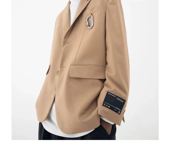 Mountaineering Buckle Wide Shoulder Blazer