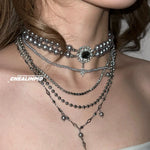 Multi-Layered Pearl Choker Necklace