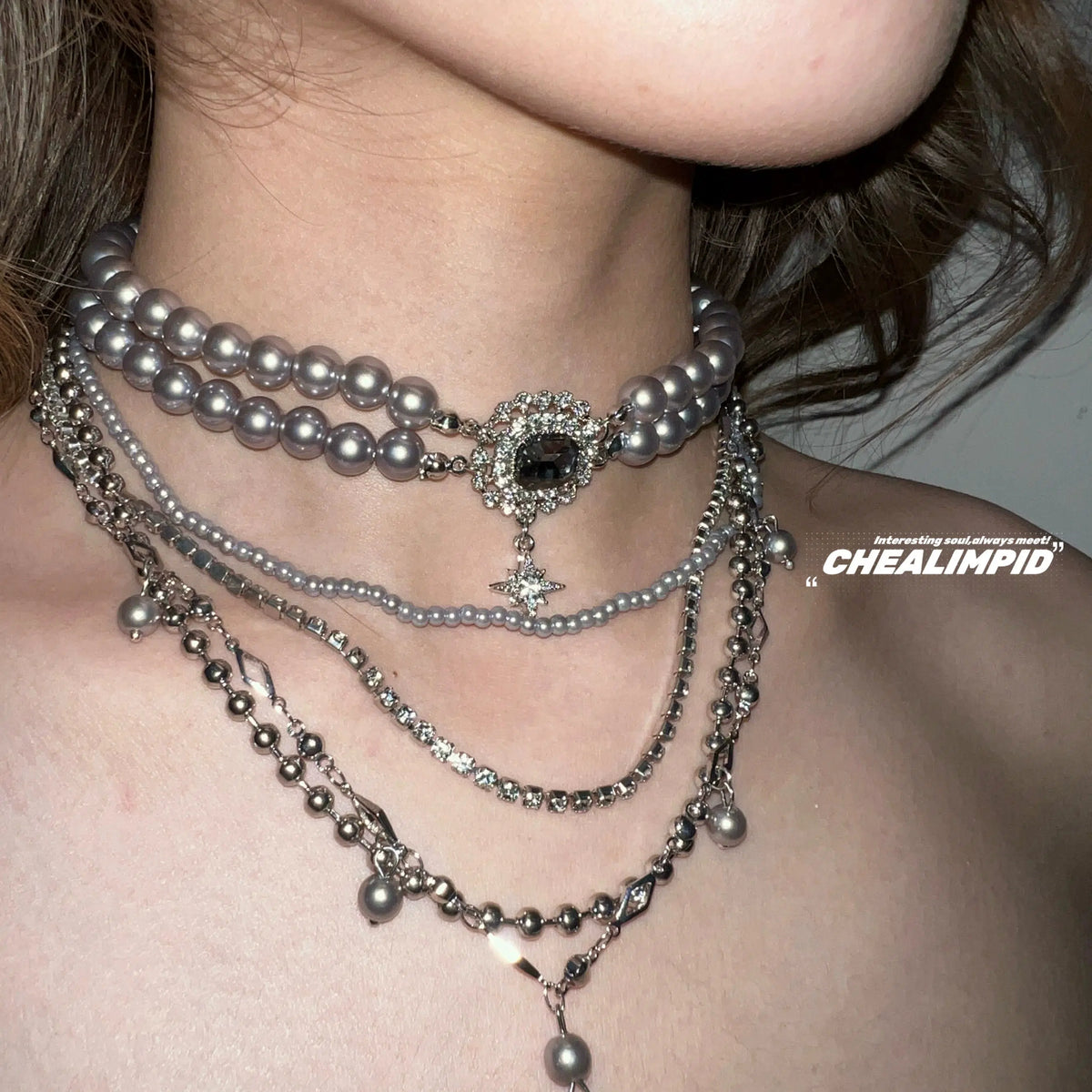 Multi-Layered Pearl Choker Necklace