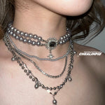 Multi-Layered Pearl Choker Necklace