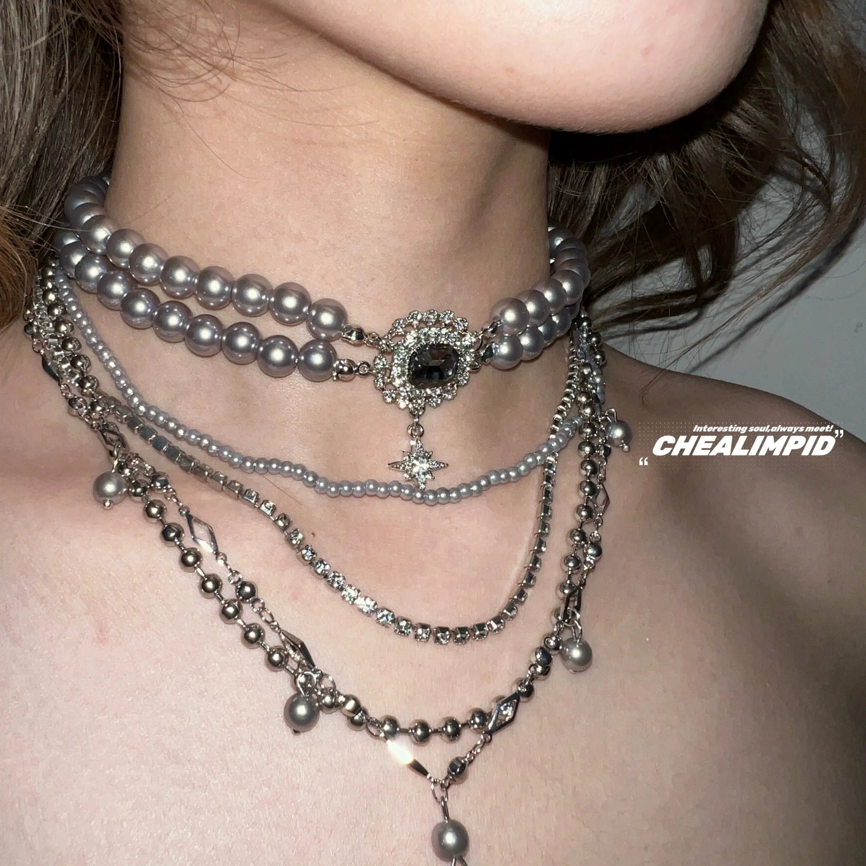 Multi-Layered Pearl Choker Necklace
