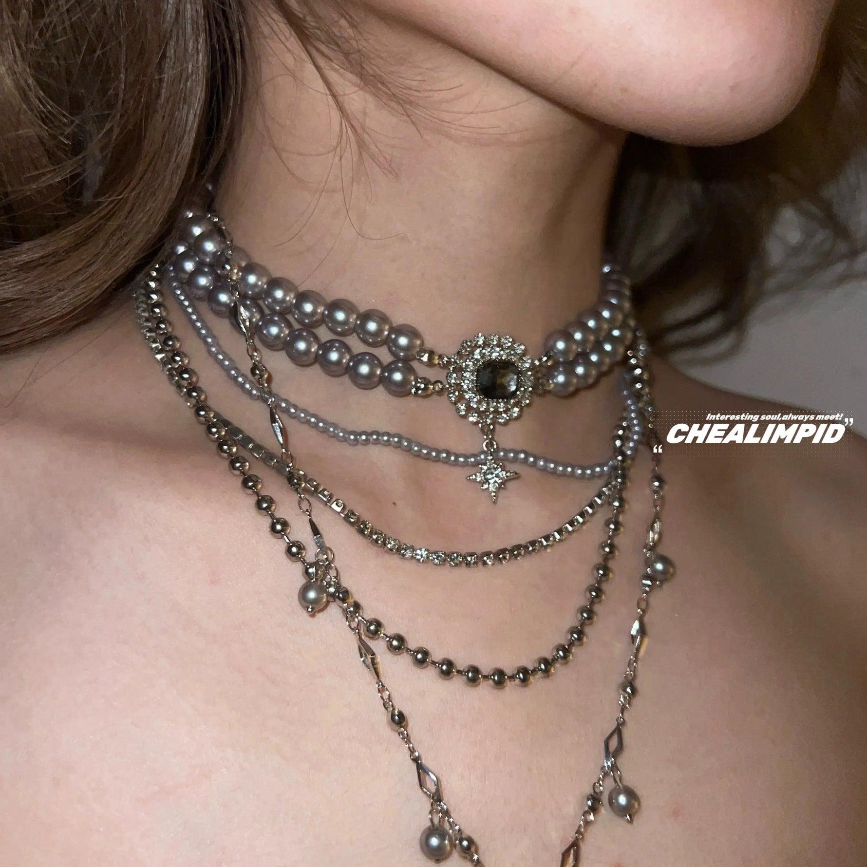 Multi-Layered Pearl Choker Necklace