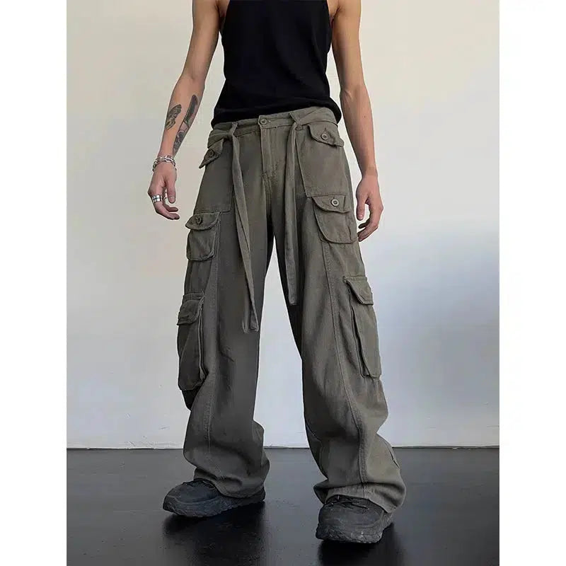 Multi-Pocket Drape Cargo Pants