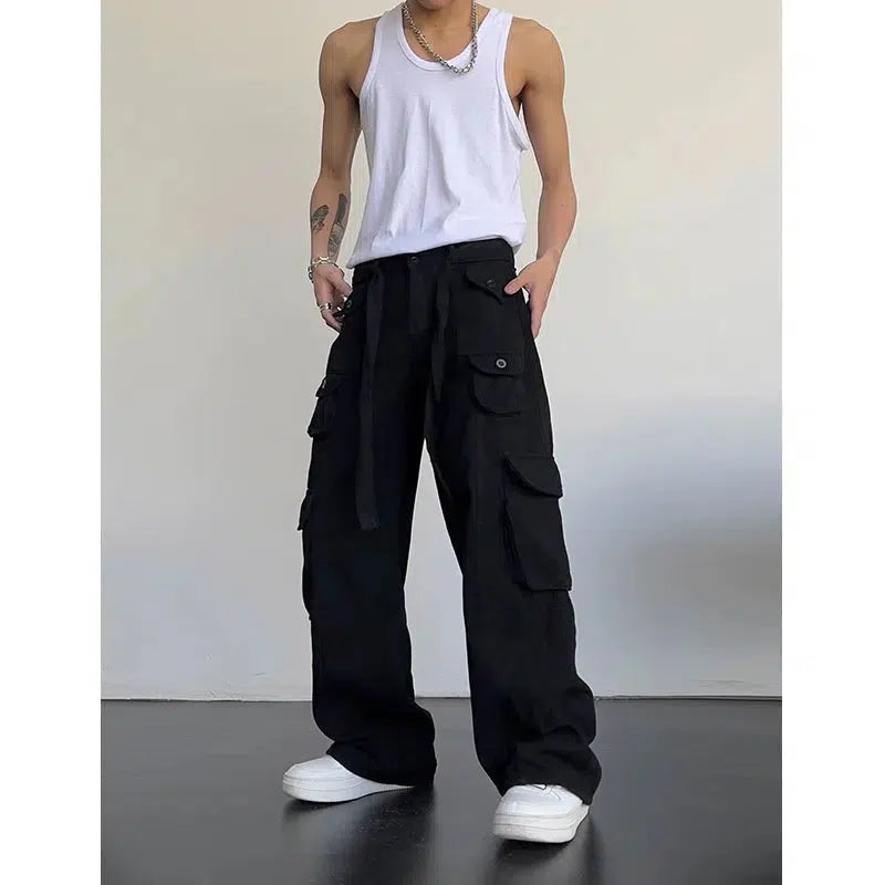 Multi-Pocket Drape Cargo Pants