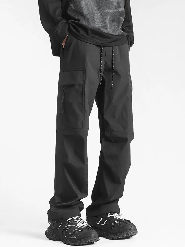 Multi-Pockets Cargo Straight-leg Sweatpants