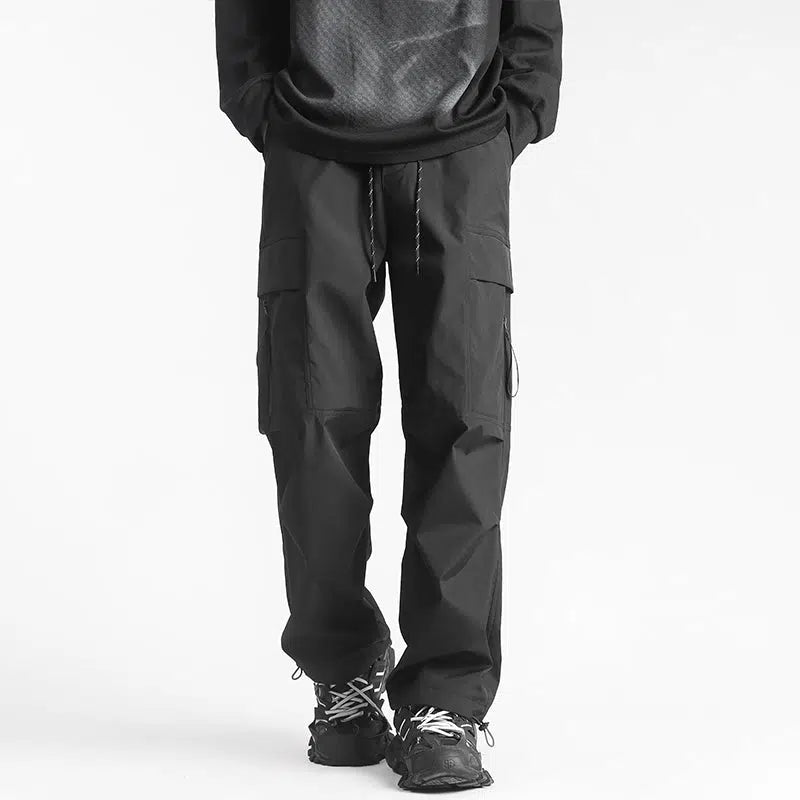 Multi-Pockets Cargo Straight-leg Sweatpants