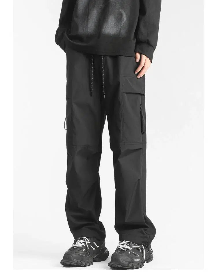 Multi-Pockets Cargo Straight-leg Sweatpants