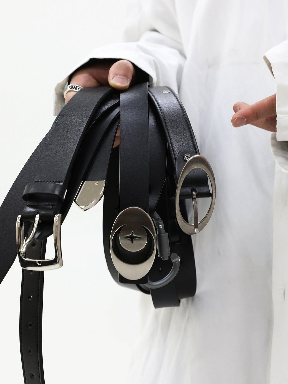 Multi-Style Leather Belts with Decorative Buckles