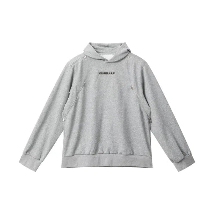 Multi-Zipper Padded Shoulder Hoodie