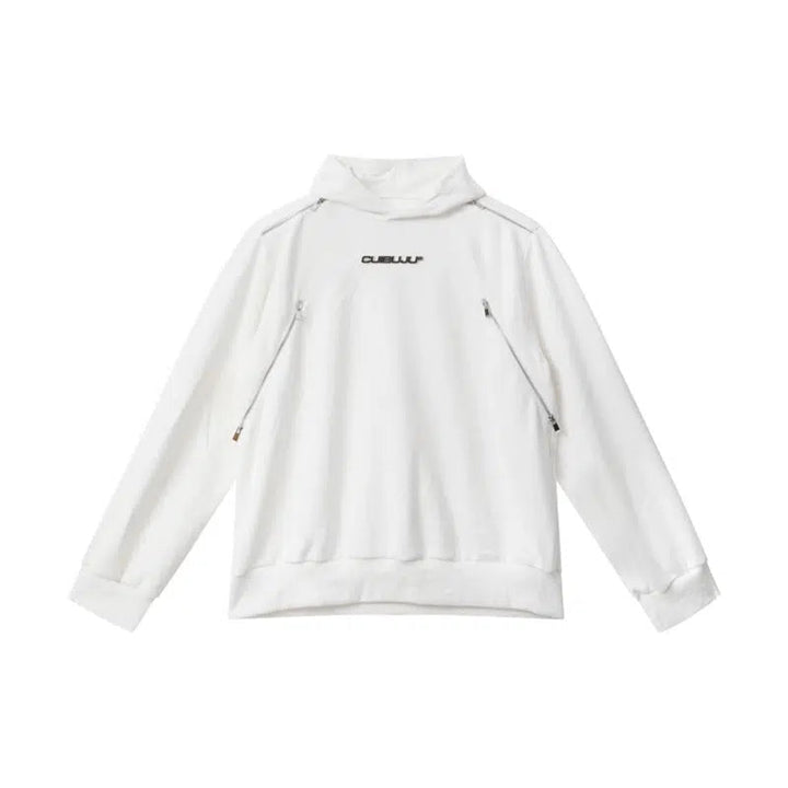 Multi-Zipper Padded Shoulder Hoodie