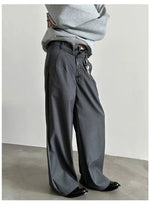 Multi-button Wide-leg Pleated Trousers