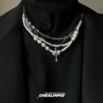 Multi-layer Cross Pendant Pearl Necklace