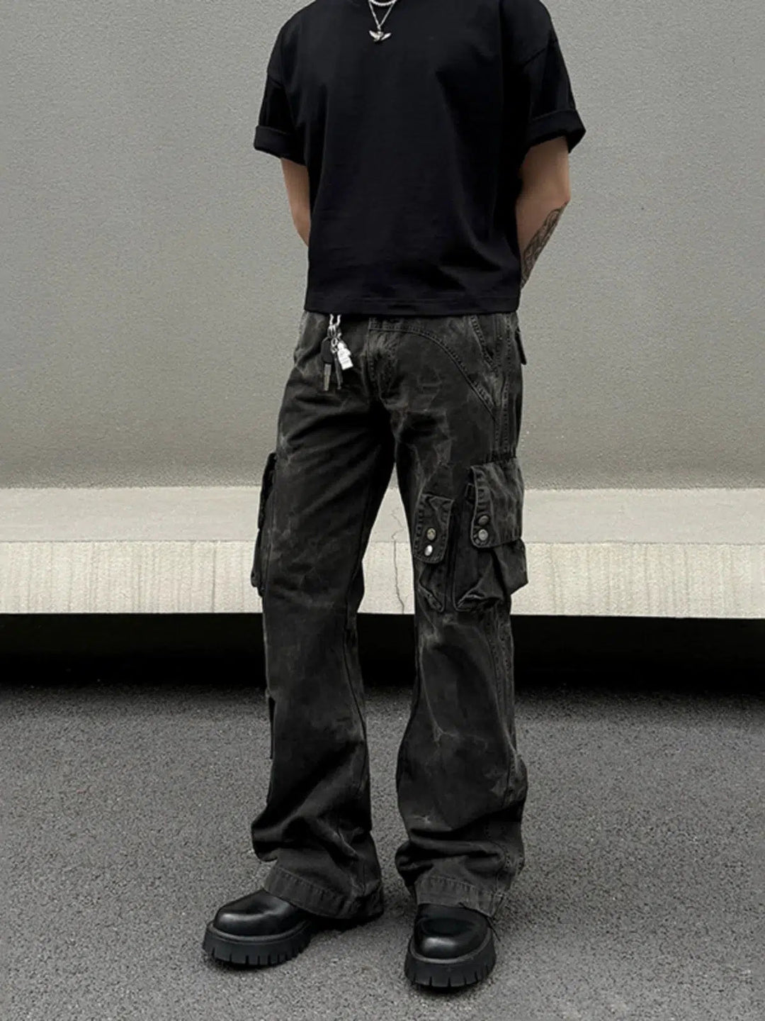 Multi-pocket Camouflage Straight-leg Jeans