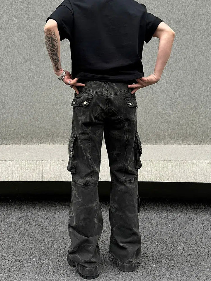 Multi-pocket Camouflage Straight-leg Jeans
