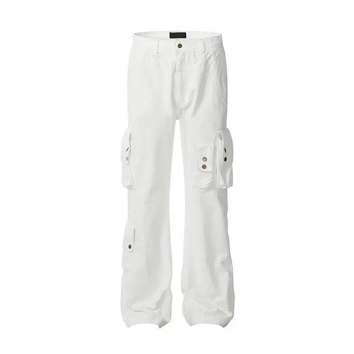 Multi-pocket Camouflage Straight-leg Jeans