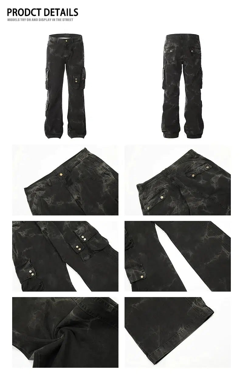 Multi-pocket Camouflage Straight-leg Jeans