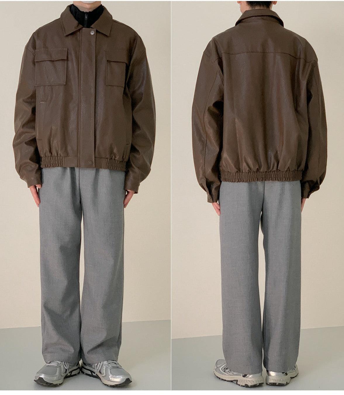 Multi-pocket Leather Jacket