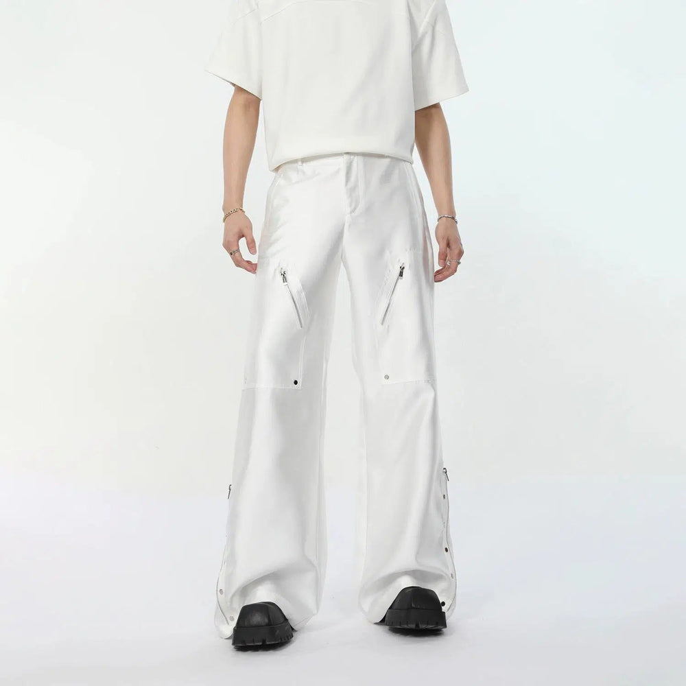 Multi-zip Straight-leg Cargo Pants