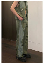 Multi-zipper Sleeveless Nylon Jacket