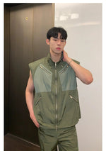 Multi-zipper Sleeveless Nylon Jacket