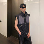 Multi-zipper Sleeveless Nylon Jacket