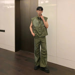 Multi-zipper Sleeveless Nylon Jacket