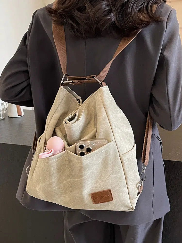 Multiple Pockets Canvas Backpack