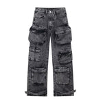 Multiple Pockets Cargo Denim Pants