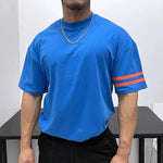 Neckline Drop Shoulder Striped T-shirt