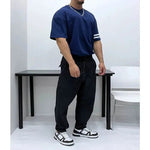 Neckline Drop Shoulder Striped T-shirt