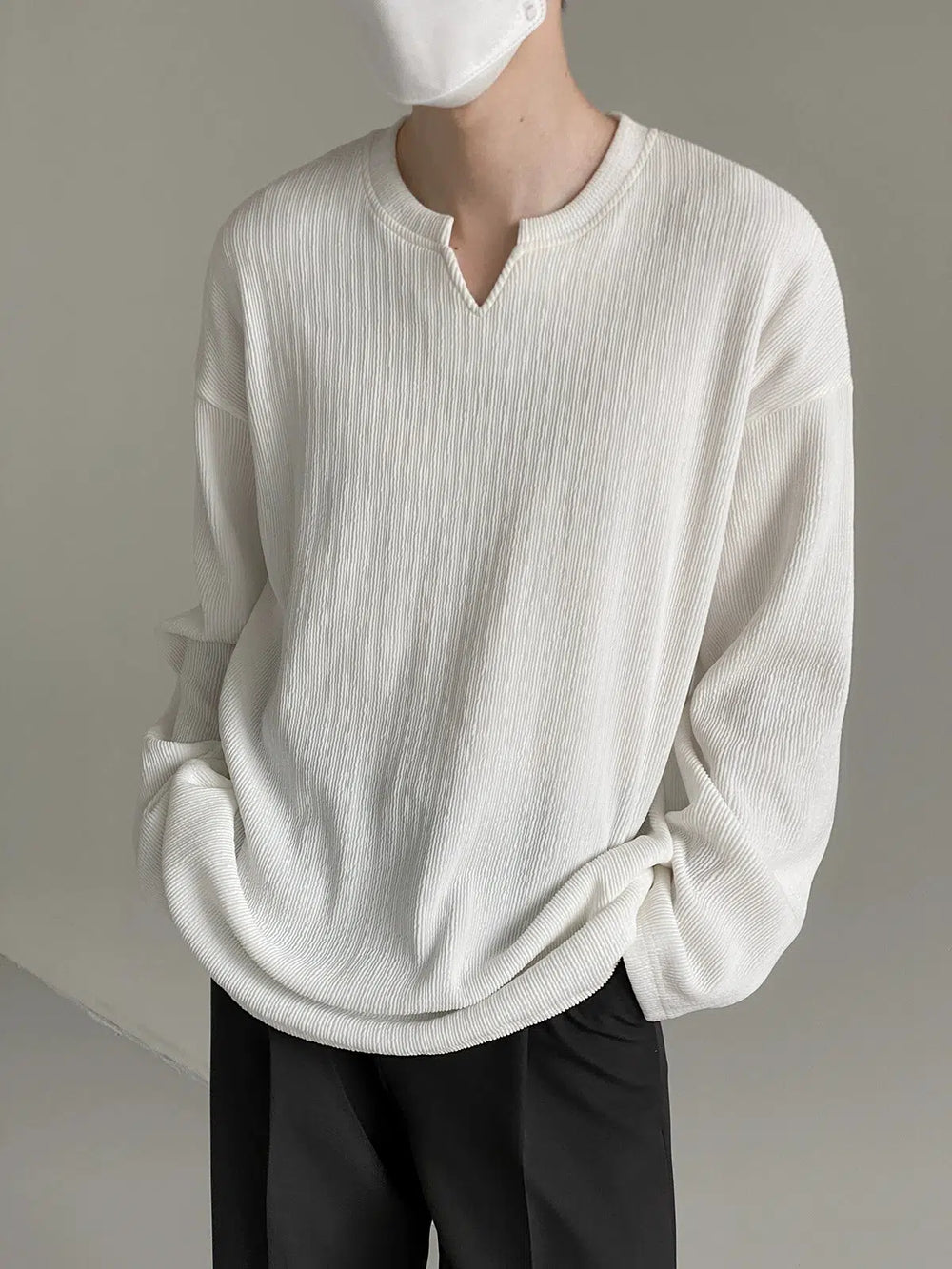 Notched Pit Striped Bottoming Shirt