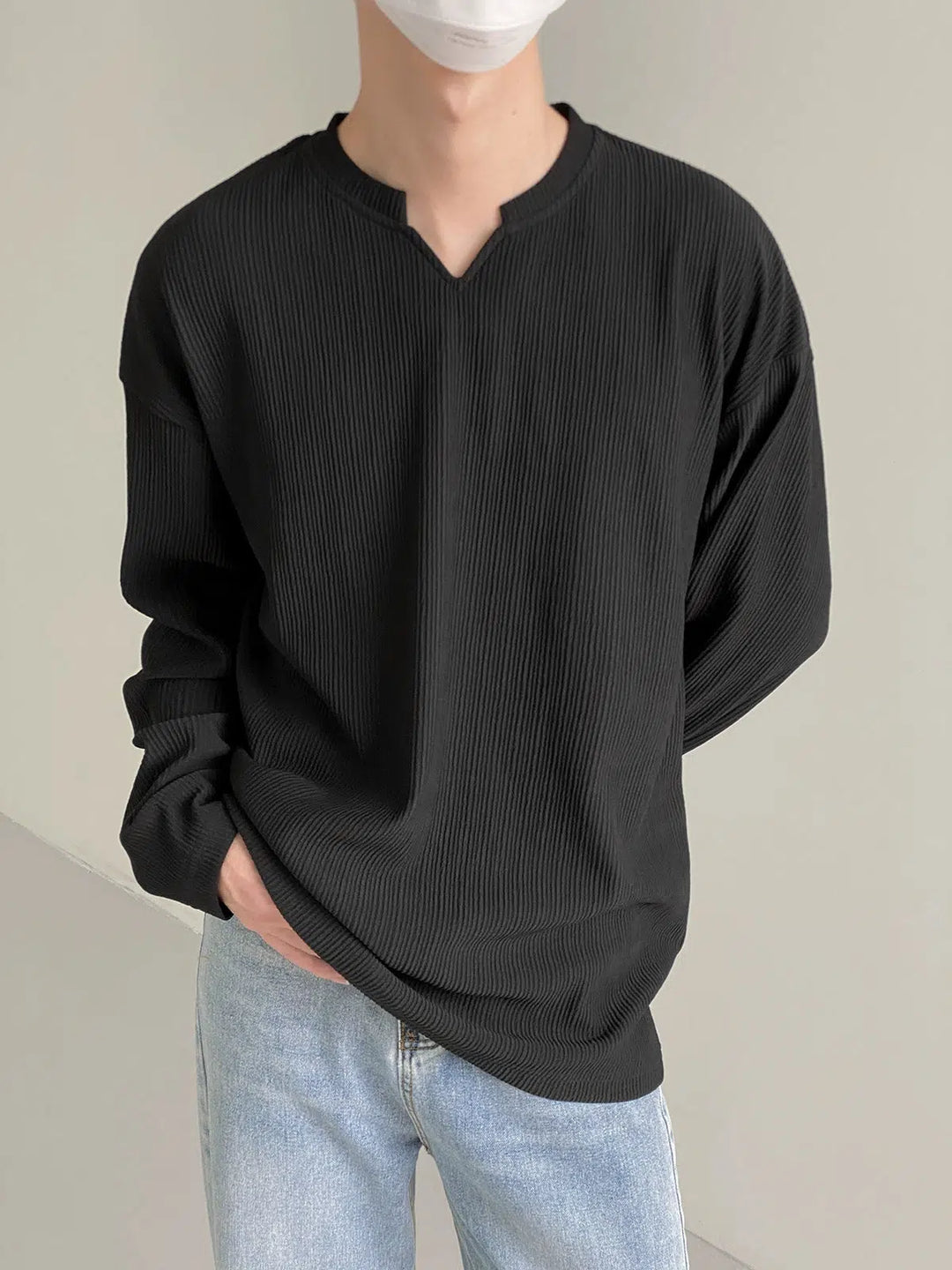 Notched Pit Striped Bottoming Shirt