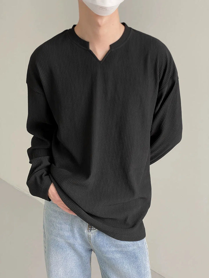 Notched Pit Striped Bottoming Shirt