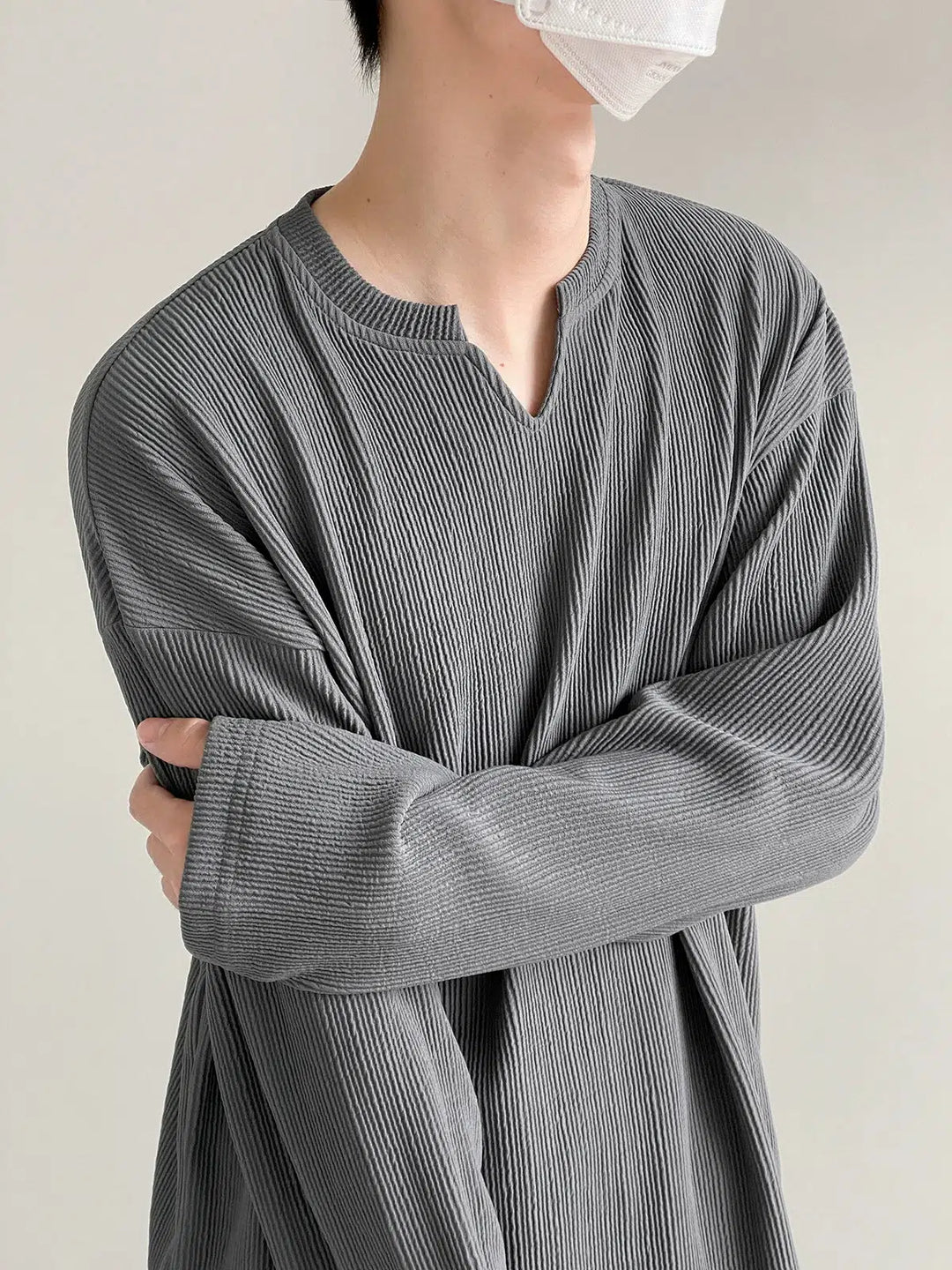 Notched Pit Striped Bottoming Shirt