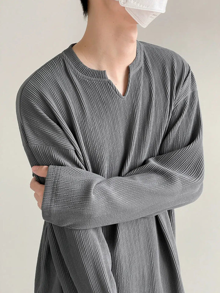 Notched Pit Striped Bottoming Shirt