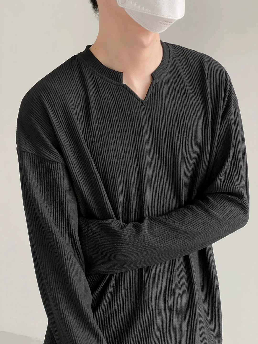 Notched Pit Striped Bottoming Shirt