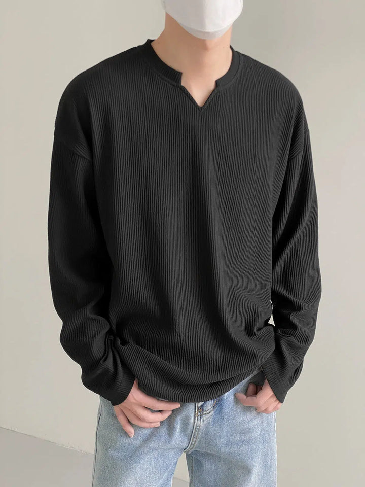 Notched Pit Striped Bottoming Shirt