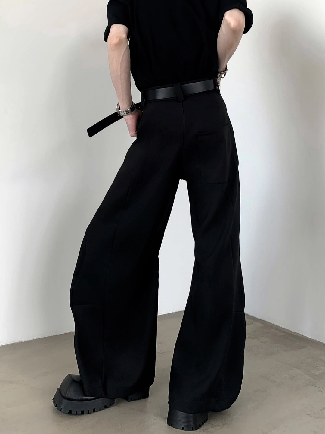 Chain Detail Loose Wide-Leg Pants