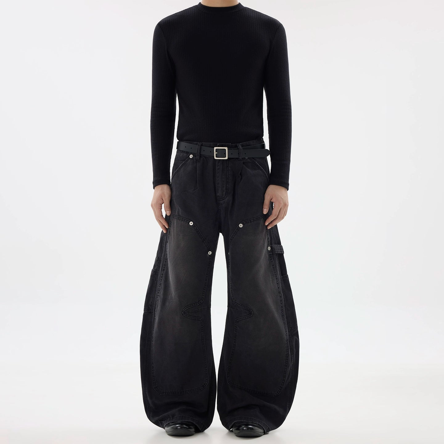 سروال عمل واسع الساق غير التقليدي 