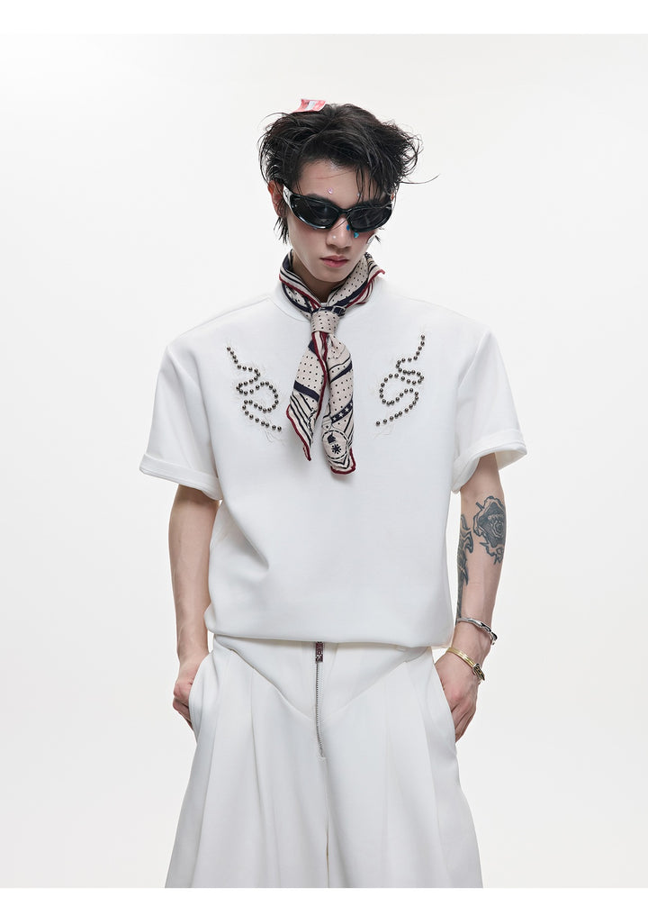 Metal Rivet Spine Slim Fit T-Shirt