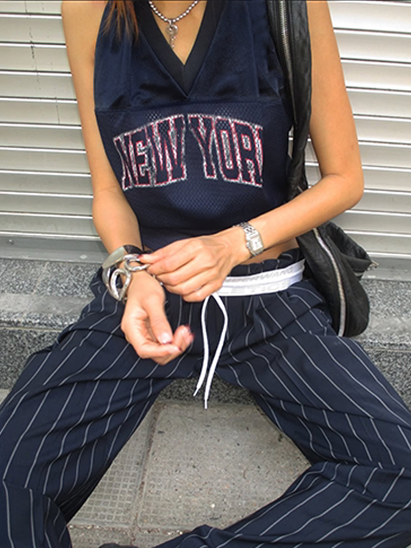 V-Neck Letter Print Sleeveless Tank Top