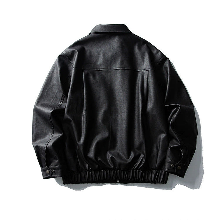 Retro Leather Zip Motorcycle Jacket