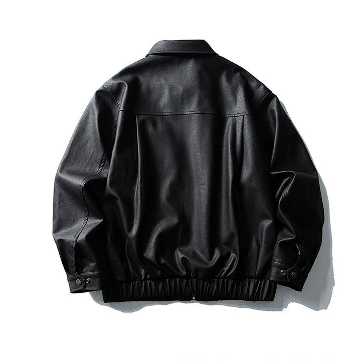 Retro Leather Zip Motorcycle Jacket