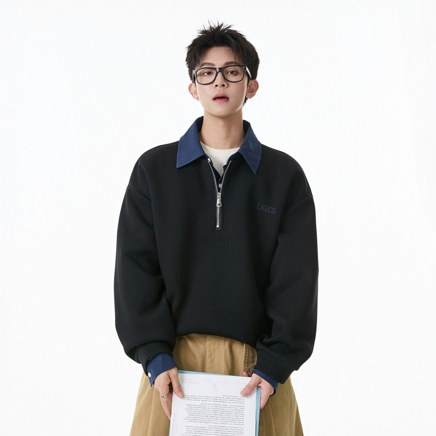 Half-Zip Polo Collar Sweatshirt